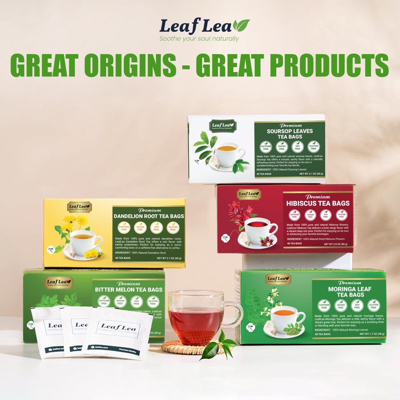 LeafLea Moringa Tea, 120 Fresh-Sealed Tea Bags, Premium Herbal Blend