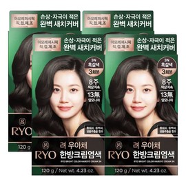 려 Ryo Elegant Hair Color Cream 3N Dark Brown 4 pcs