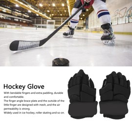 Hockey Gloves, Flexible Breathable Sports Ice Hockey Player Gloves Pair for Junior, Hocky Bendable Finger Protective Gloves Equipment for Ice Hockey Floorball Roller Hockey (10in)