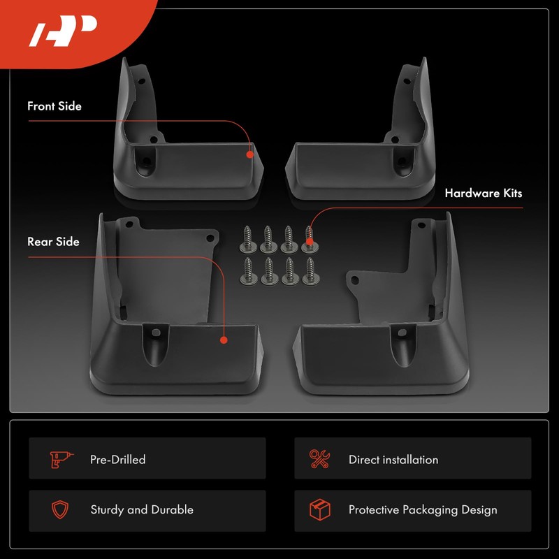 A-Premium Set of 4PCS Mud Flaps Splash Guards Mudguards Mudflaps