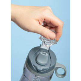 Pogo BPA-Free Tritan Plastic Water Bottle with Soft Straw, 40 Oz, Grey