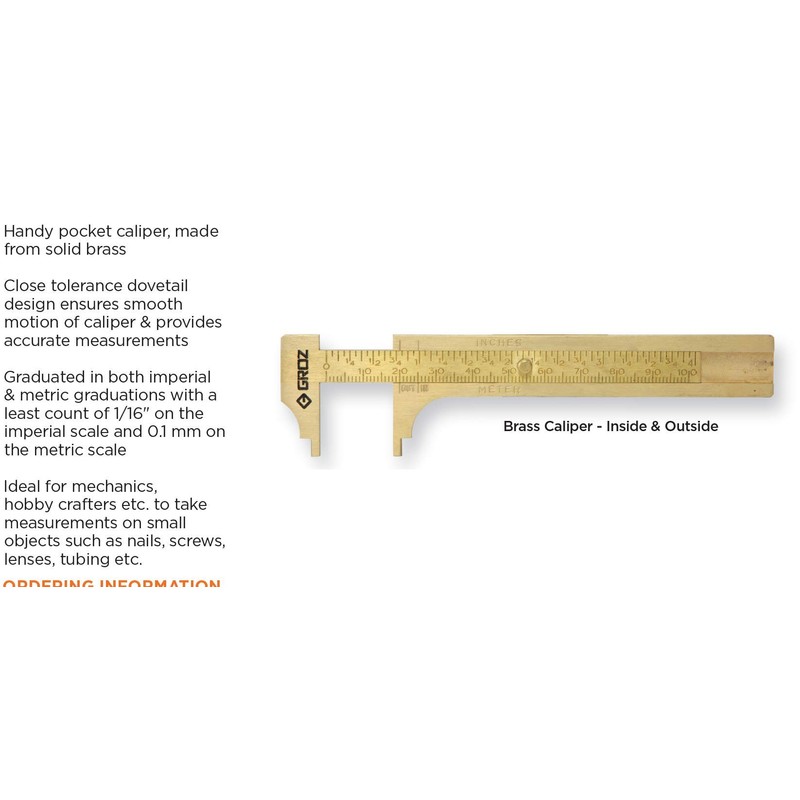 Groz 01304 4" Brass Caliper