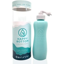 Happy Bottom Portable Bidet | Leak Free Handheld Travel Bidet and Peri Bottle with Angled Nozzle Sprayer | 400 ml Capacity | with Travel Bag
