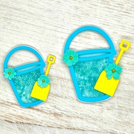 KSCRAFT 2025 junio verano playa viajes plantillas de corte de metal para bricolaje álbum de recortes, tarjetas de papel para bricolaje (agitador de cubeta de arena)