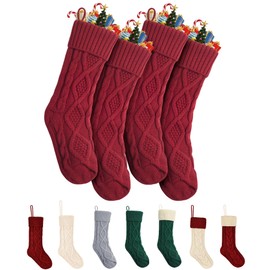 Mr. Pen- Christmas Stockings, 4 Pack, 18" Red Cable Knit Stockings for Christmas, Stocking Christmas, Cable Knit Christmas Stocking for Christmas, Large Stockings Christmas, Knit Stockings Christmas