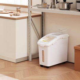VEVOR Ingredient Storage Bin, 11.4 Gallon Capacity Shelf Ingredient Bin, 280 Cup Flour Bins on Wheels Commercial Prosave Shelf-storage Ingredient Bin with Lid and Scoop Rice Bin for Kitchen White
