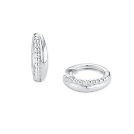 s.Oliver 2015172 Women's Creole Earrings 15 mm 925 Silver Rhodium-Plated, Silver, No Gemstone