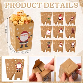 Weekgrat 90 Pcs 9 Styles Christmas Santa Claus Popcorn Boxes Cardboard Popcorn Bags Snack Boxes Spooky Treat Bags for Candy Biscuits Party Favors