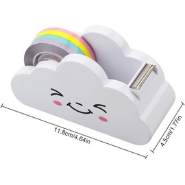 White Tape Dispenser, Creative Cute Cloud Tape Dispenser and Rainbow Tape Desktop Dispensers Stationery Supplies for Kids Home School Office, Office Tape Dispensers