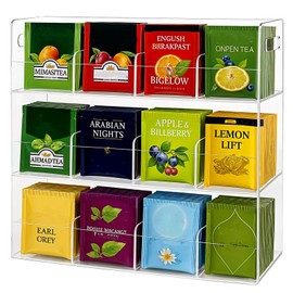 Acrylic Tea Bag Organizer for 216 Tea Packets, No Assembly Required, Display Holder for Countertop, Vertical Tea Bag Caddy for Cabinet, Tea bar Accessories, Teabags Storage Containers