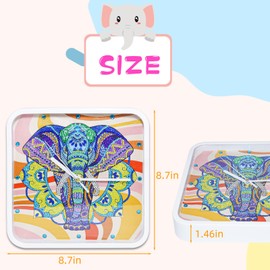 DIY Diamond Art Kits for Adults Elephant Wall Clock for Home Decor & Gift, Diamond Painting Clocks Fun Crafting Hobby for Women - 8.7x8.7 Inches