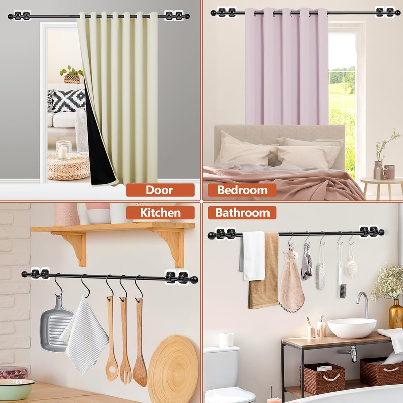 Curtain Rods No Drilling for Windows Set 30 to 45