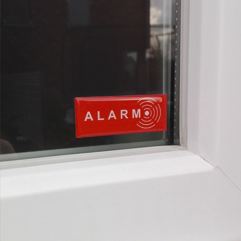 10 x Aluminium Sign Stickers - Alarm - Deterrent for