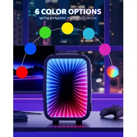 LIGIANT MF01C Mini Fridge, 7 Light Modes Including Flashing Marquee, Quiet Cooling & Warming Function, AC/DC Power, 4 L/6 Cans Capacity, Small Refrigerator for Gaming Room, Bedroom, Office and Car