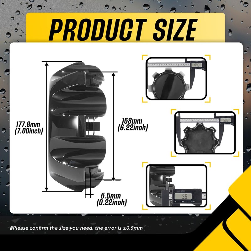 DewFlew 2Pcs 177.8mm Glossy Black Wheel Center Caps for Silverado