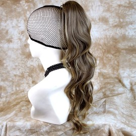 Stunning Long Ponytail Hairpiece Extension Brown Mix Wavy Hair Piece UK