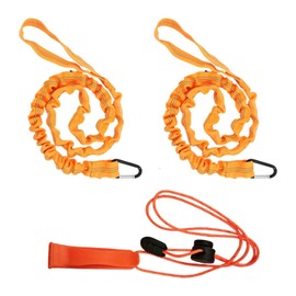 Pack of 2 Paddle Ropes, 1 Piece Whistle, Elastic Safety Paddle Rope, Anti-Lost Paddle Grip Tape, Paddle Lead, Rope with Carabiner, Paddle Accessories