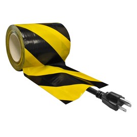 Electriduct Tunnel Tape with Non-Adhesive Center Channel Path for Cable Management Gaffer's Tape 3" x 100 Feet (33 Yards) Black/Yellow High Visibility Safety Stripe
