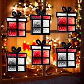 Lphianx Christmas Infinity Lights, 7'' led Christmas Lights 6PCS Gift Boxes for Christmas Decorations Indoor, Christmas Decorations for Christmas Party &Tree Door Glass Decor