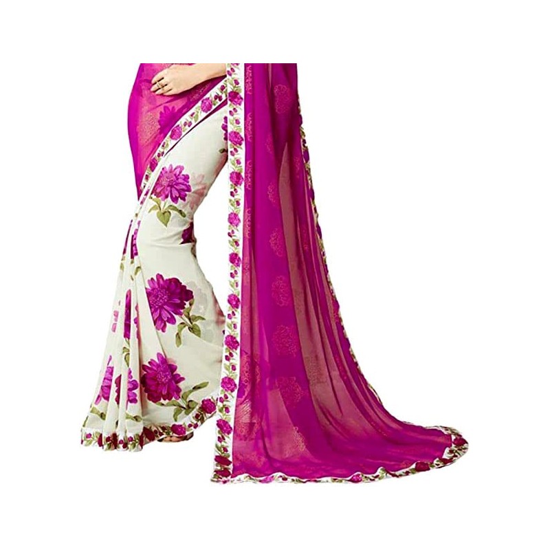 MAHEK - Sari indio para mujer, diseño de flores de