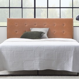 Edenbrook Hawthorne Faux Leather Headboard - Modern - Adjustable Height - Buttonless Tufting - King - Almond