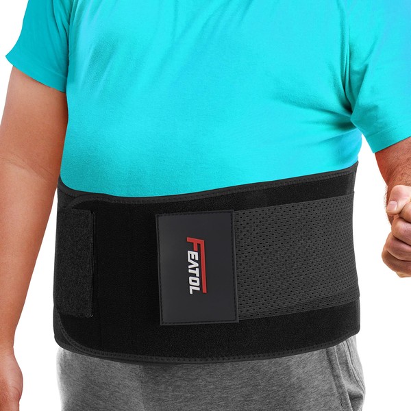 FEATOL 4XL Back Support Belt for Men & Women,Lumbar Belt for Lower Back Pain,Breathable Back Brace with Lumbar Pad for Scoliosis, Herniated Disc, Sciatica, Heavy Lifting & Working(Waist Size:63"-68.9")