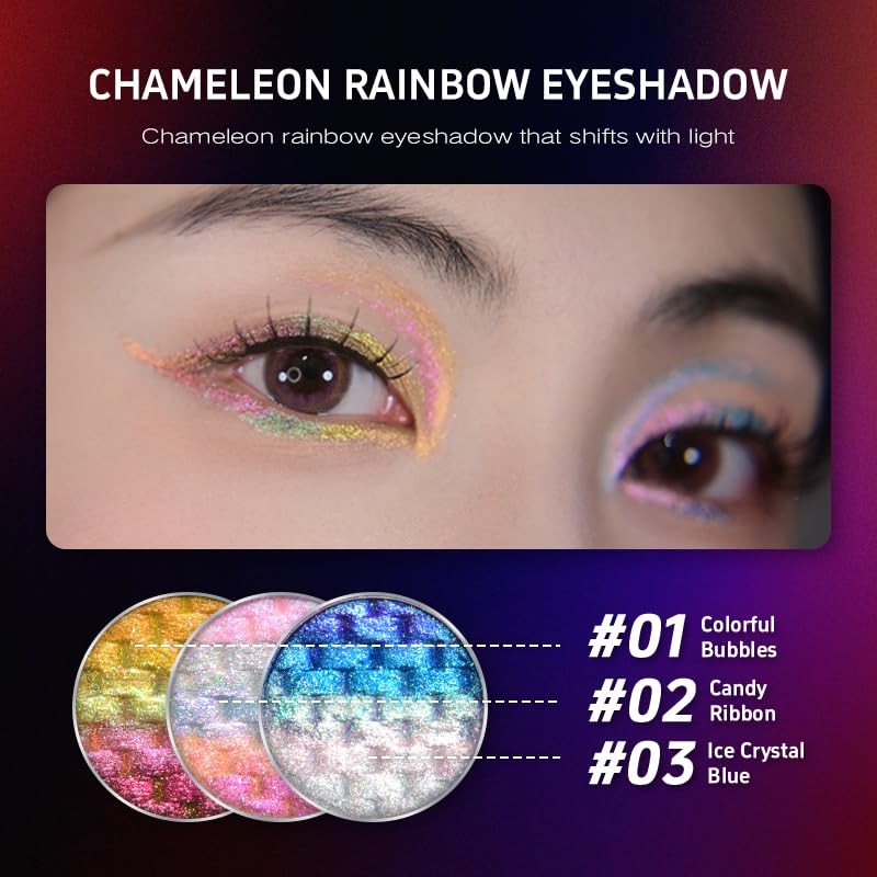 CHARMACY Paleta De Sombras De Ojos Chameleon Diamond Rainbow, Iluminador