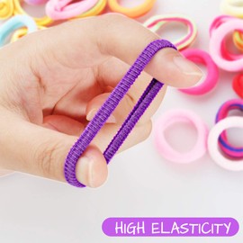 Dadabig 400 Mini Hair Bobbles Set, Small Colourful Cotton Hair Bands, Seamless Multicoloured Hair Bobbles, Elastic Ponytail Hair Accessories for Baby, Children, Women, Girls (2.3 cm, 22 Colours)