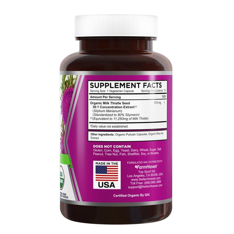 FarmHaven USDA Organic Milk Thistle Capsules | 30X Concentrated Seed