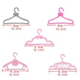 E-TING 60 Pcs Mini Doll Clothes Hangers - Plastic Mixed Little Hangers for 11.5 inch Doll Clothes Gown Dress Outfit