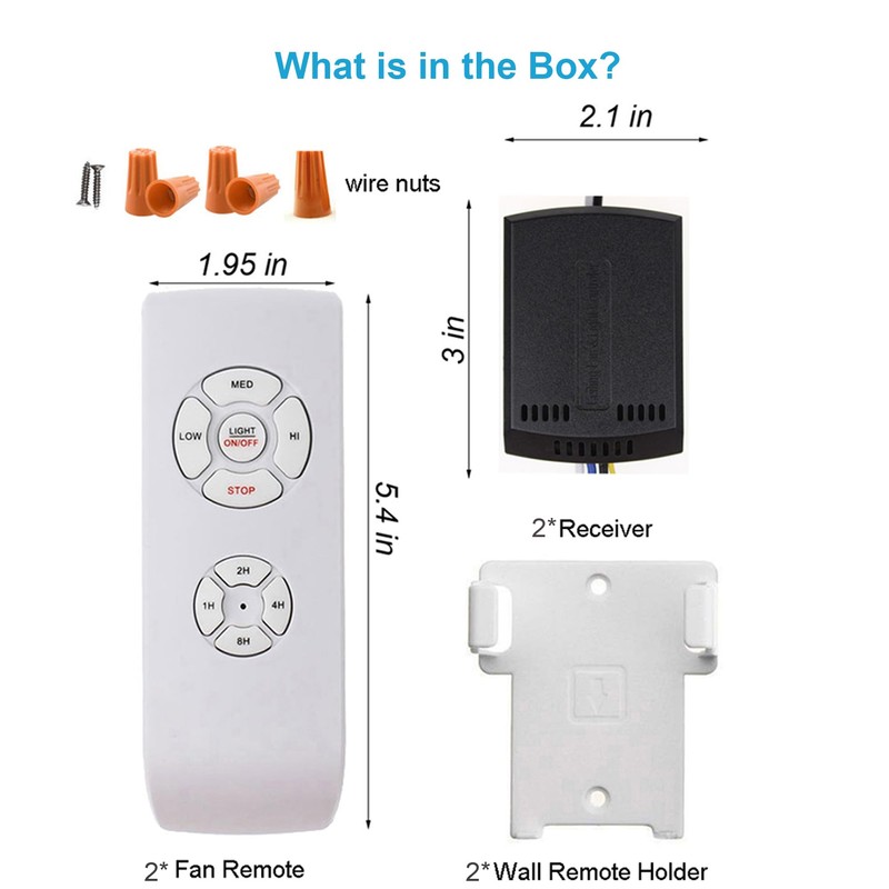 LPHUMEX 2 Pack Universal Ceiling Fan Remote Control Kits, Small