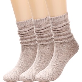 Galsang Women's Socks Thick Knit Wool Thermal Casual Crew Socks,Cozy Warm Slouch Cotton Knit Calf Socks Gift For Women,#K809 (Color-A49)