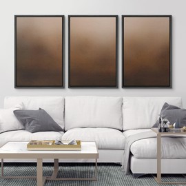 SIGNFORD Framed Canvas Print Wall Art Set Minimalist Earthy Warm Brown Gradient Illustrations Modern Art Calm for Living Room, Bedroom, Office - 24"x36"x3 Black