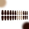 24 Pcs Brown Press on Nails Medium Coffin- ZIFANHU Spring