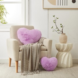 YRXRUS Heart Pillow, Purple Heart Pillows, Love Pillow Gifts, 14X17 Inch Large Heart Shaped Pillows, Faux Rabbit Fur Coquette Room Decor Throw Pillows, Living, Bedroom, Indoor Outdoor
