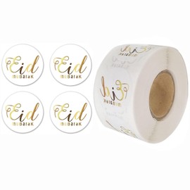 Eid Mubarak Stickers, 500Pcs Ramadan Mubarak Stickers, Eid Mubarak Decorations Stickers, Gold Foil Eid Stickers Eid Mubarak Gifts Tags for Muslim Party Supplies