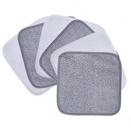 Polyte - Toalla facial desmaquillante de microfibra superabsorbente - Hipoalergénica, sin elementos químicos - Gris/blanco - 20 x 20 cm - Pack de 6