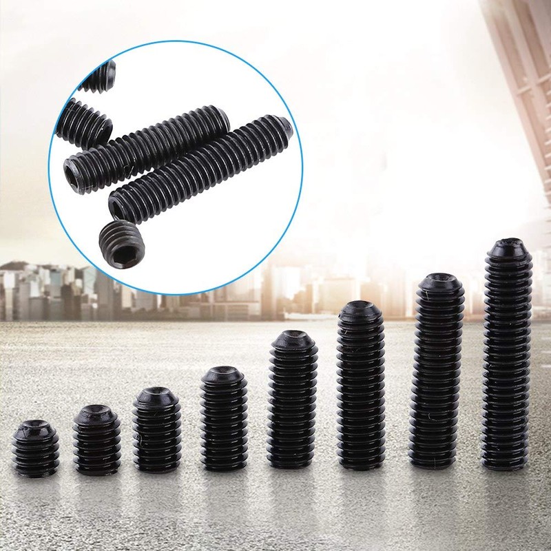 Fdit 200pcs M3 Black Carbon Steel Socket Cup Point Grub