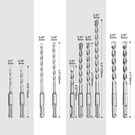 20Pcs Rotary Hammer Drill Bits and Chisel Set, SDS-Plus Shank Carbide - Tipped Drill Bits and Chisels with Storage Case, Tools for Concrete Brick Stone and Other Masonry Construction Materials