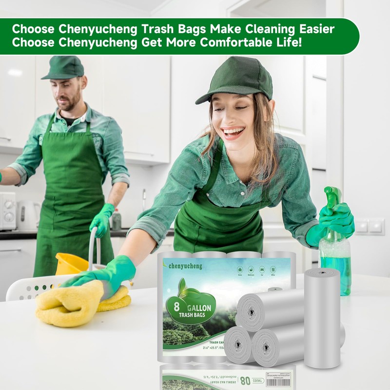 8 Gallon White Trash Bags Biodegradable - Small Garbage Bags