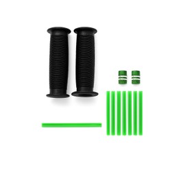 Kids Bike Handlebar Grips Set – Non-Slip Rubber Grips with Matching Spoke Covers & Valve Caps – Colourful Bicycle Accessories for Boys & Girls – Fits Most Children's Bikes (Black)