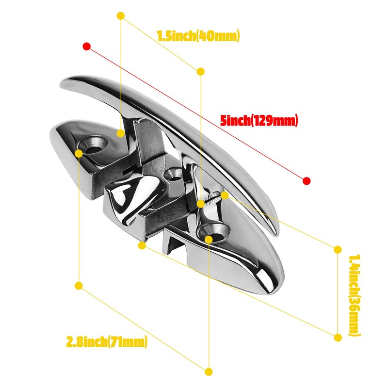 Pacify 2 Pack Folding Boat Cleats 316 Stainless Steel 4.5/5/6