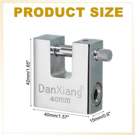 PATIKIL D-Shaped Padlocks 40mm(1-9/16"), Stainless Steel High Security Padlock with Keys Heavy Lock Keyed Different for Containers Warehouse Garage Door Shed Shutter Gate