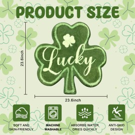St.Patrick's Day Shamrock Bathroom Rug,Non Slip Shamrock Green Bath Mat,Soft Plush Absorbent Rugs,Lucky Green Doormat for Bathroom,Kitchen,Bedroom,Living Room