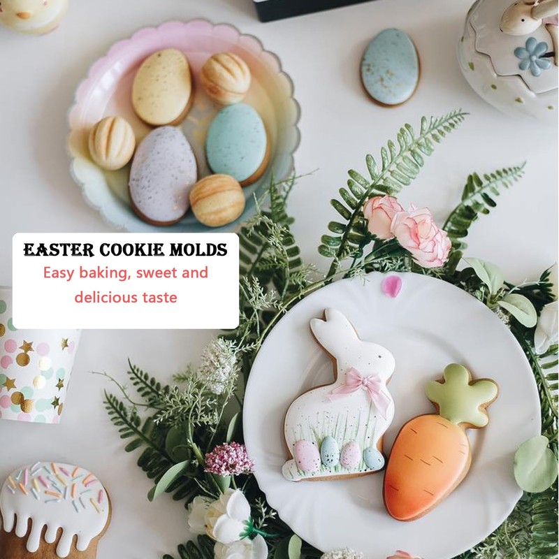 BAIYSFFG 8PCS Easter Cookie Cutters,Cookie Cutter Set Stainless Steel Rabbit,