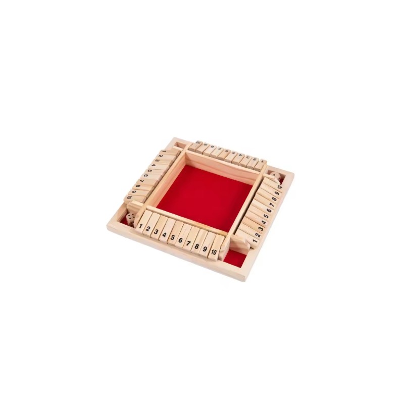 Wooden Shut The Box Dice Game for 4 Players -