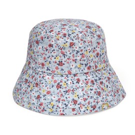 UNDERCONTROL Sombrero de safari con estampado de flores DTP de tela de algodón con etiqueta dorada y ala larga profunda ajustable para las cuatro estaciones, 2 colores, Sky, Medium-Large