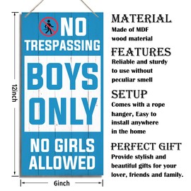 Rustic Wood Signs, No Trespassing Sign, Boys Only No Girls Allowed Sign, Decorative Wood Hanging Wood Plaque, Boy Bedroom Door Sign, Nursery Decor Art, Kids Room Decoration