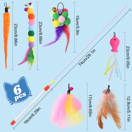 YFLeomry 6 Pieces Cat Toy Self-Activity with Feather, Cat Angel & Bell, Interactive Cat Toy for Cats, Fun Exerciser Playing Toy for Kitten or Cat