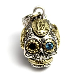 good vibrations Good Vibration Skull London Blue Topaz Pendant, Brass Silver